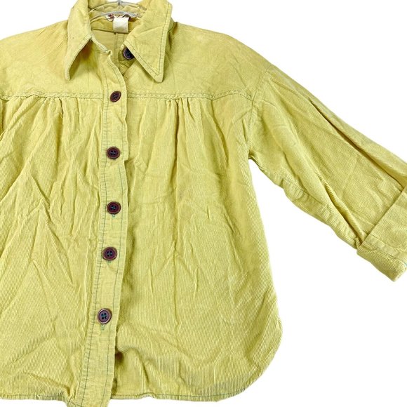 Vintage PECK & PECK Womens M* Yellow Corduroy Dagger Collar Button Down Shirt - Picture 1 of 11
